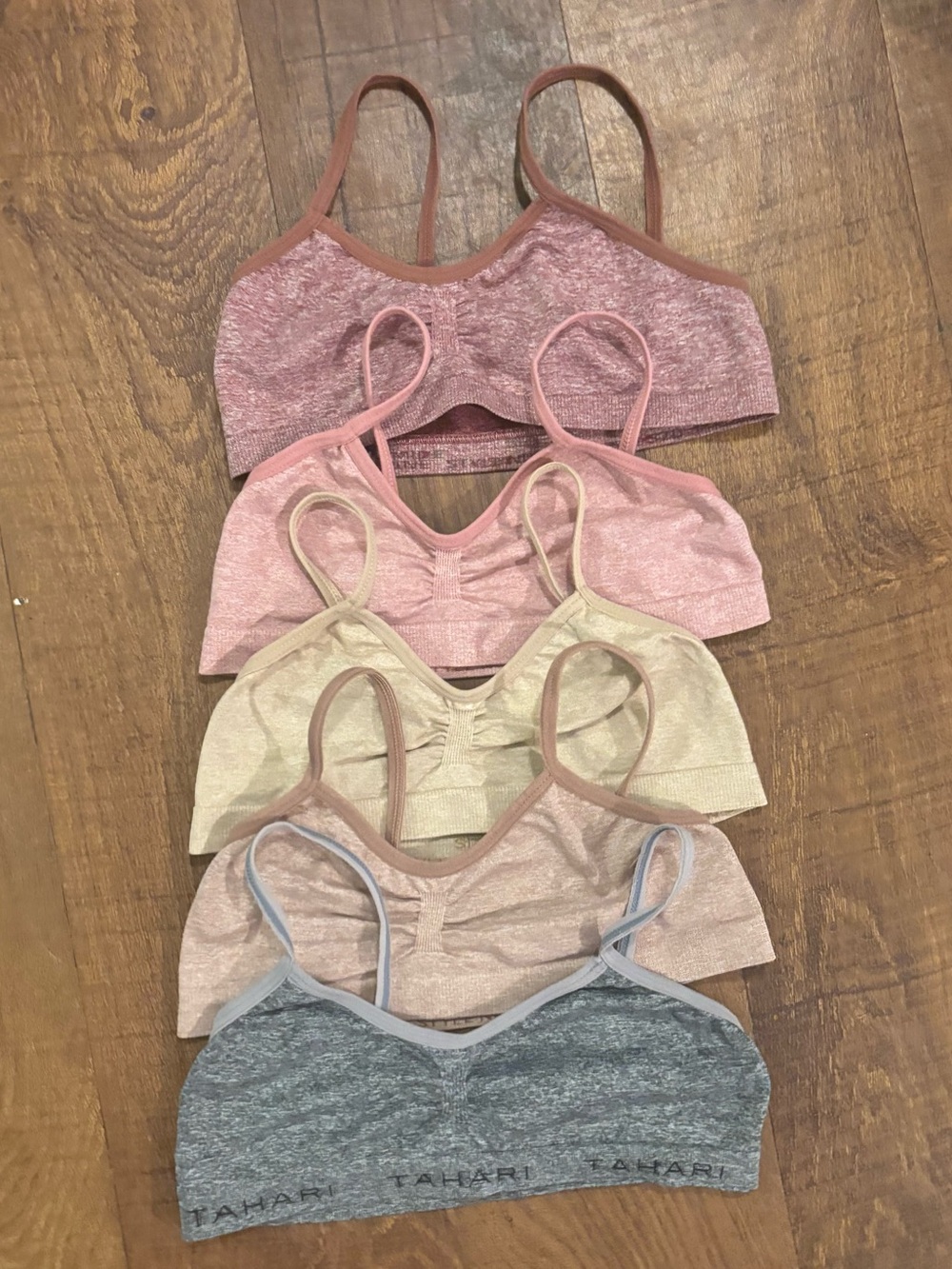 Lot of 5 Bralettes - Rose, Blush, Cream, Gray, Tan